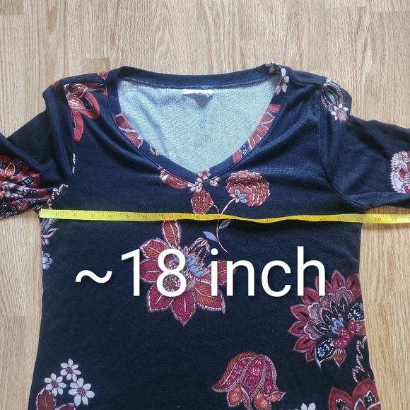 Maurices Black Floral Long Sleeve Top - Picture 6 of 8